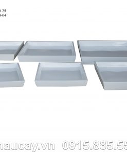 Chậu nhựa Composite Hậu Phát vuông trắng | HP-1103